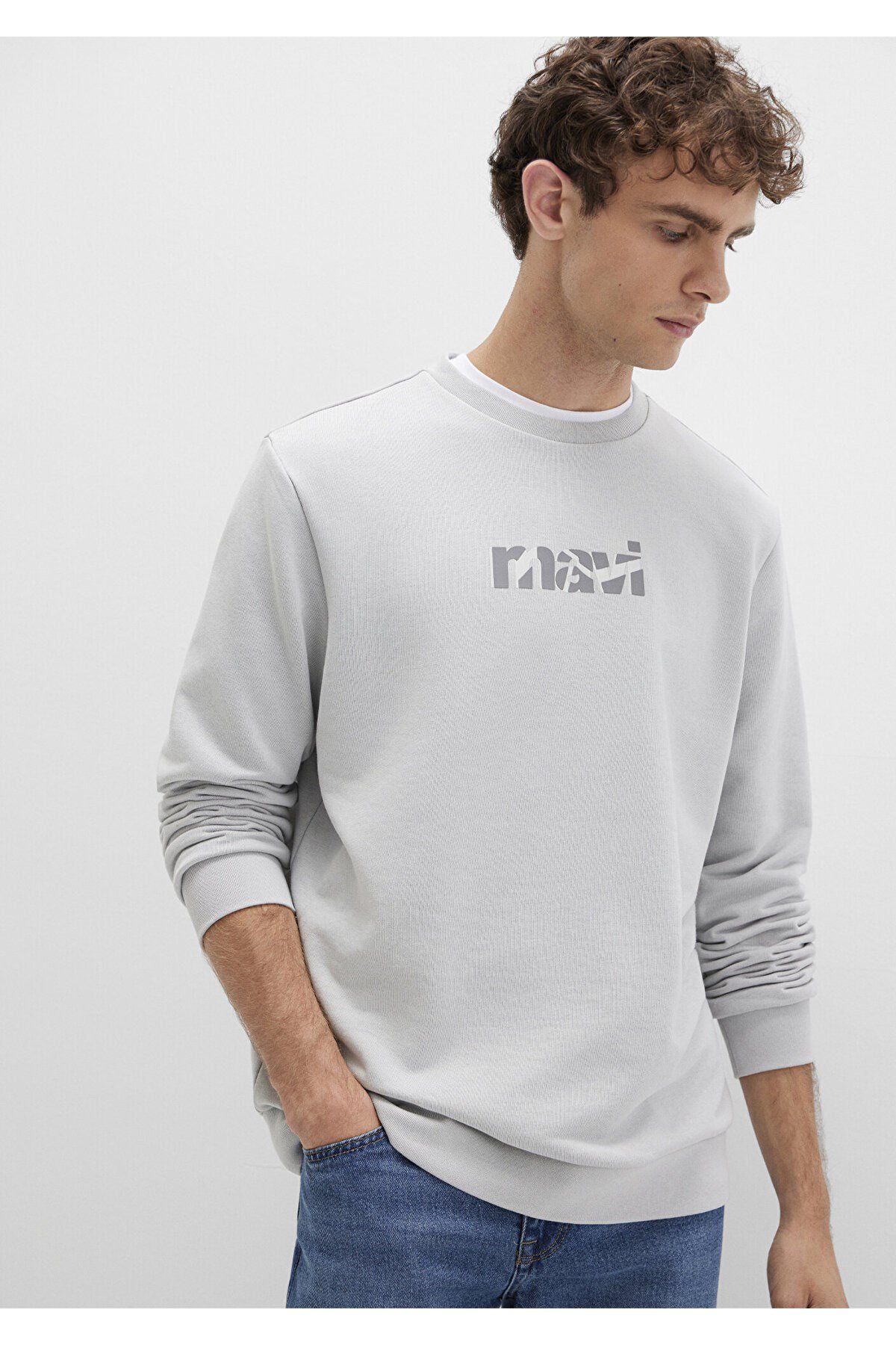 MAVİ ERKEK MAVİ BASKILI SWEATSHIRT Açık Gri 0S10402-70075