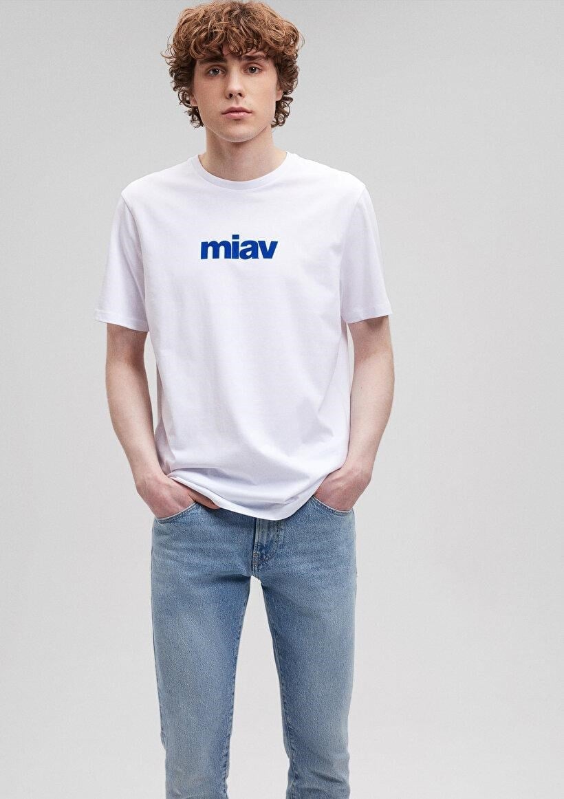 MAVİ ERKEK MİAV BASKILI TİŞÖRT Beyaz 067153-620