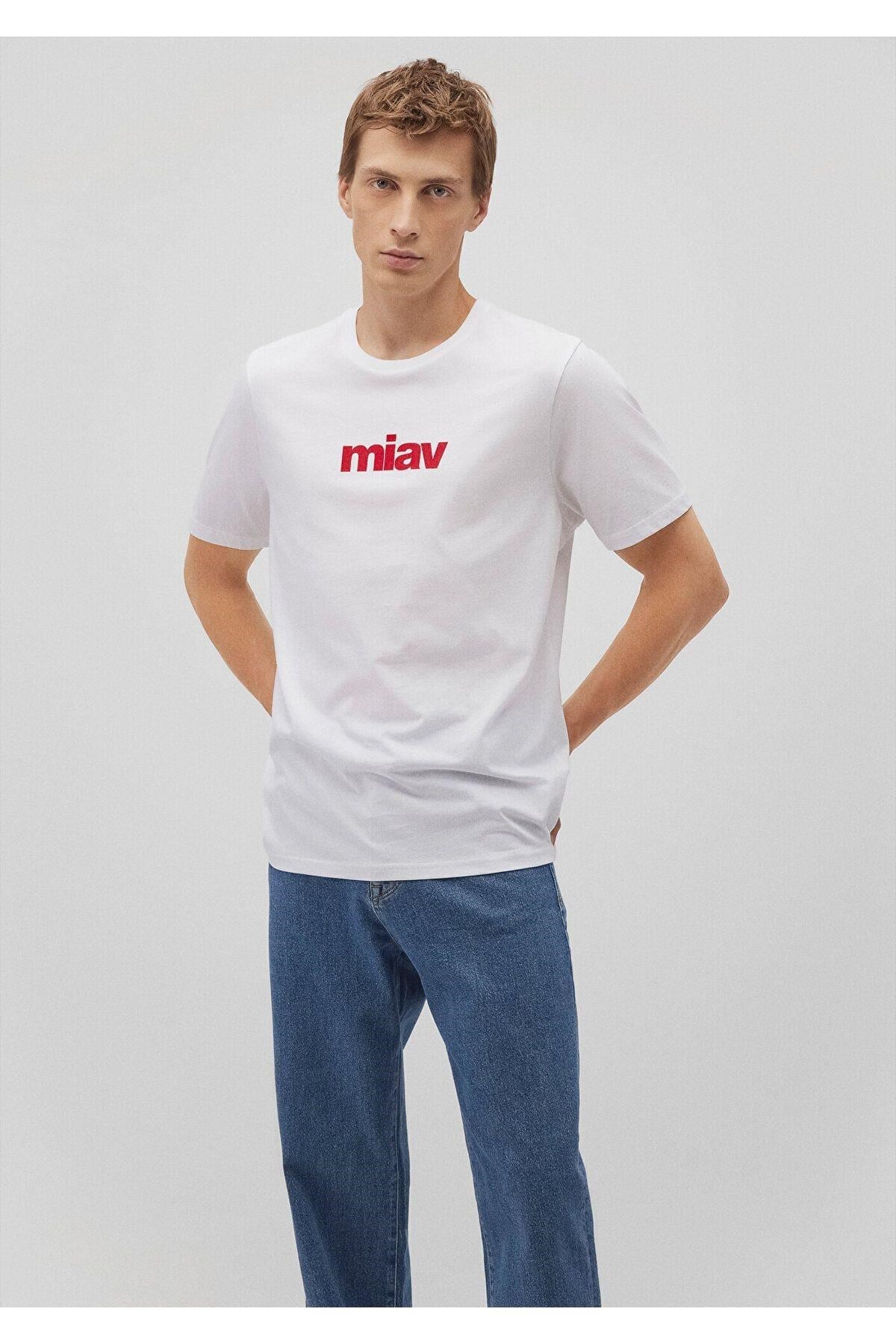 MAVİ ERKEK MİAV BASKILI TİŞÖRT BEYAZ 067153-622