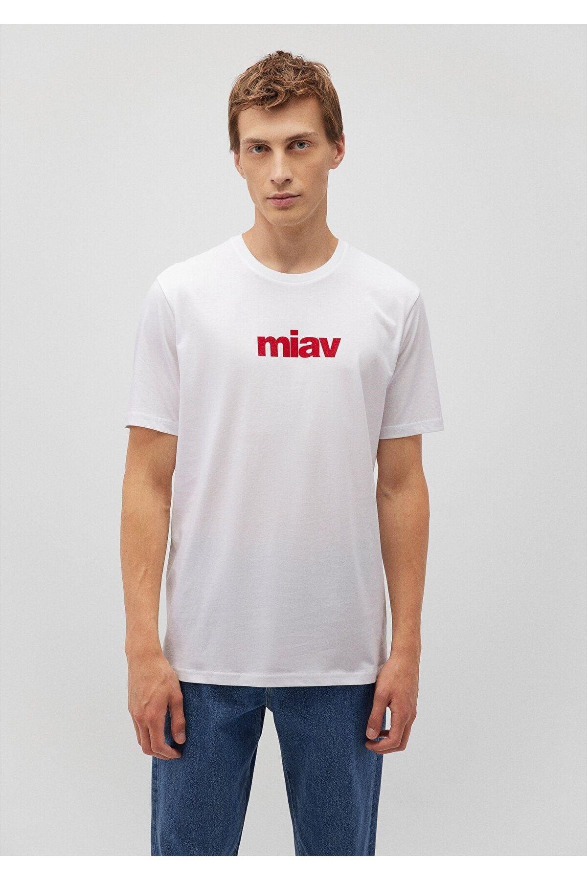 MAVİ ERKEK MİAV BASKILI TİŞÖRT BEYAZ 067153-622
