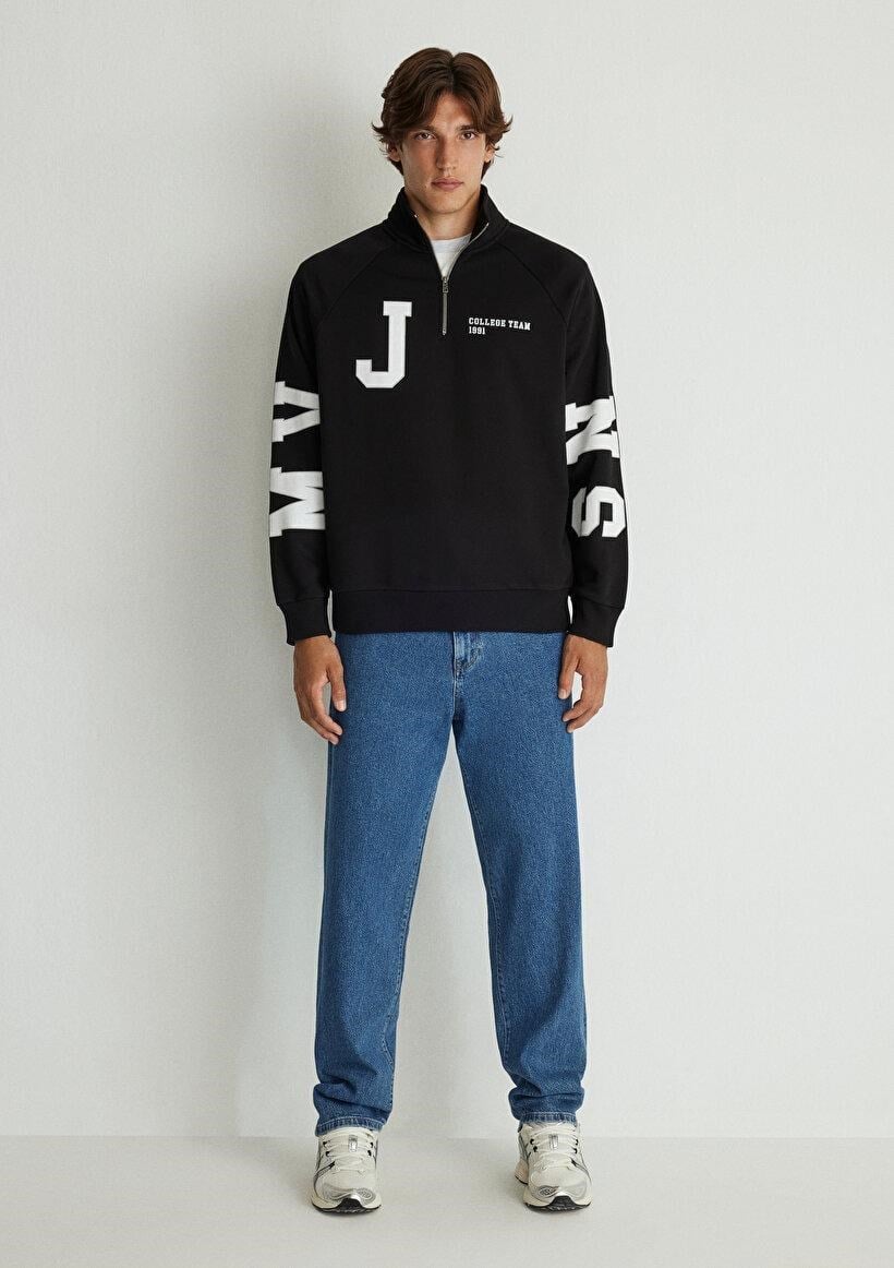MAVİ ERKEK MVJNS YARIM FERMUARLI SWEATSHIRT Siyah 0S10165-900