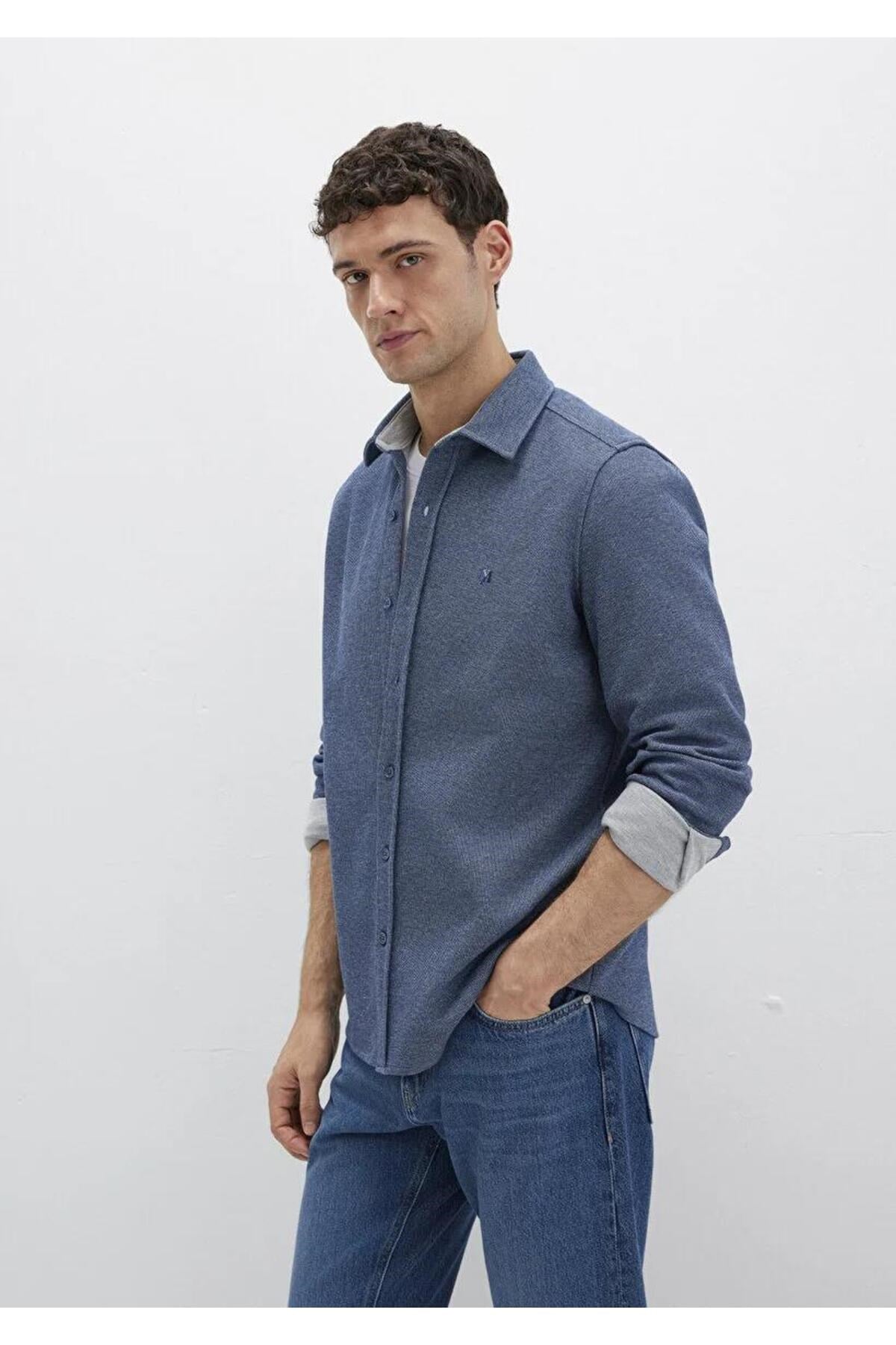 MAVİ ERKEK UZUN KOL GÖMLEK Koyu Denim 0211763-70718