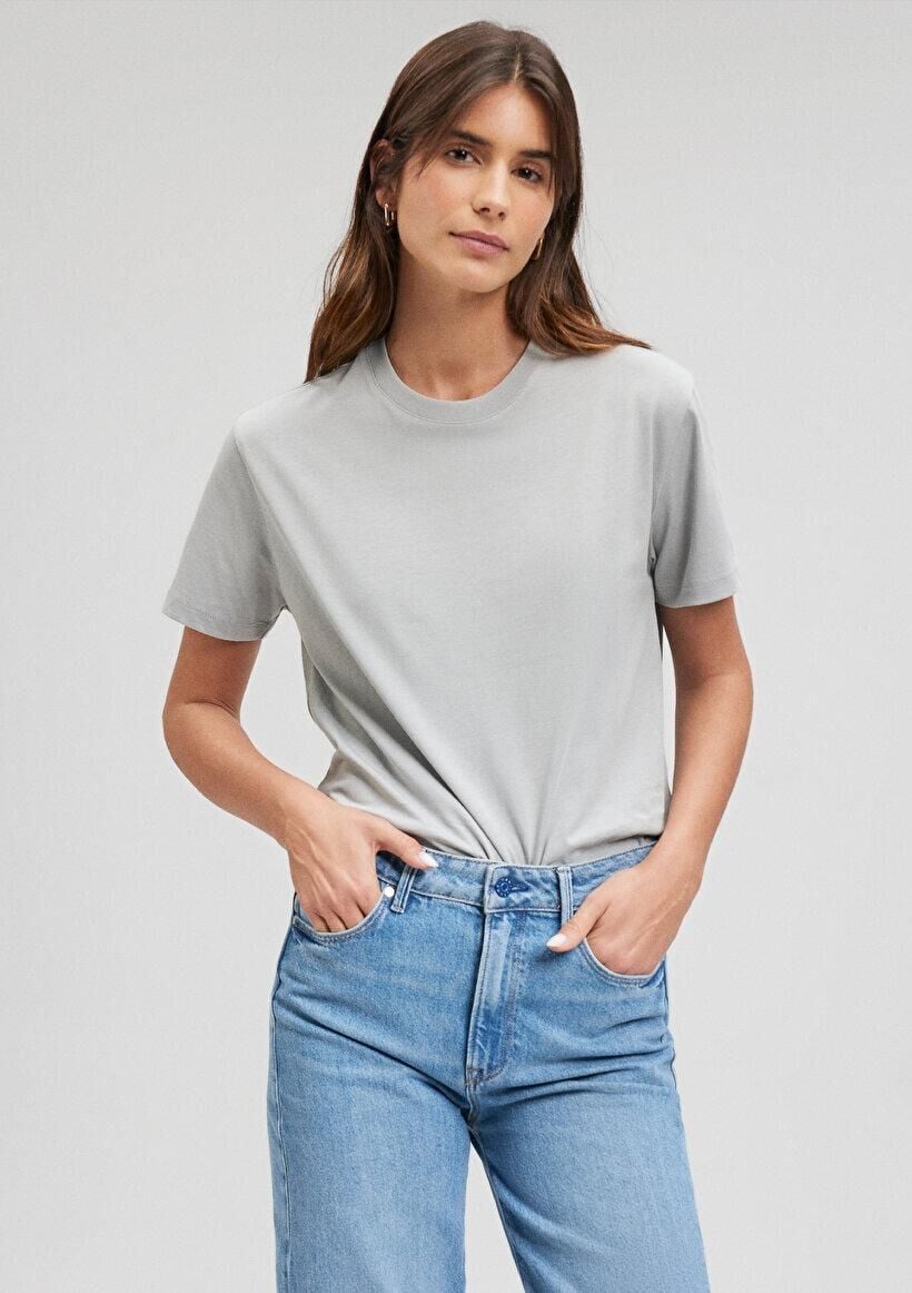 MAVİ KADIN BASIC SHORT SLEEVE TEE Açık Gri 1600965-70075