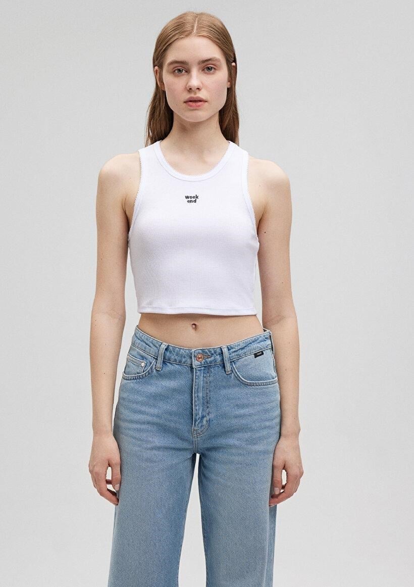 MAVİ KADIN BASKILI CROP PENYE Beyaz 1612333-620