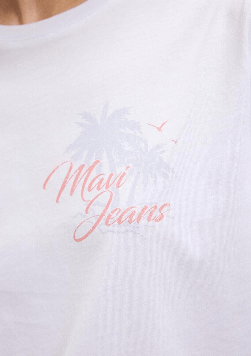 MAVİ KADIN BEACH BASKILI TİŞÖRT Beyaz 1612410-620