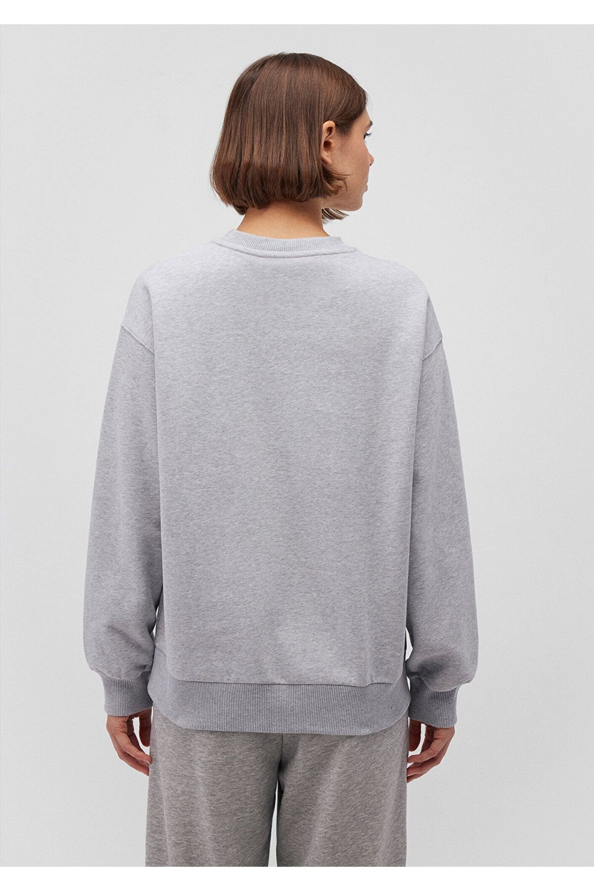 MAVİ KADIN BISIKLET YAKA LOGO SWEATSHIRT  Açık Gri 1S10147-80196