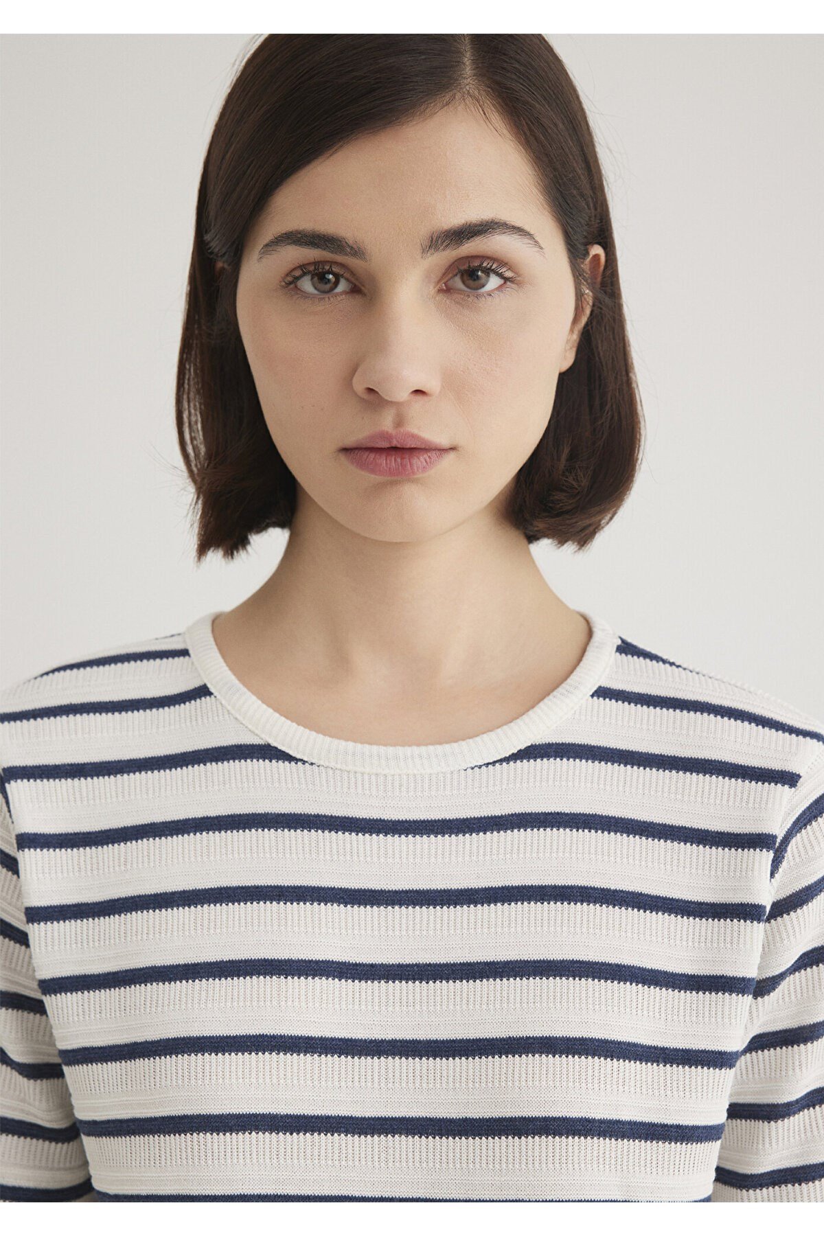 MAVİ KADIN BİSİKLET YAKA PENYE Navy Blazer Stripe 1612126-86625