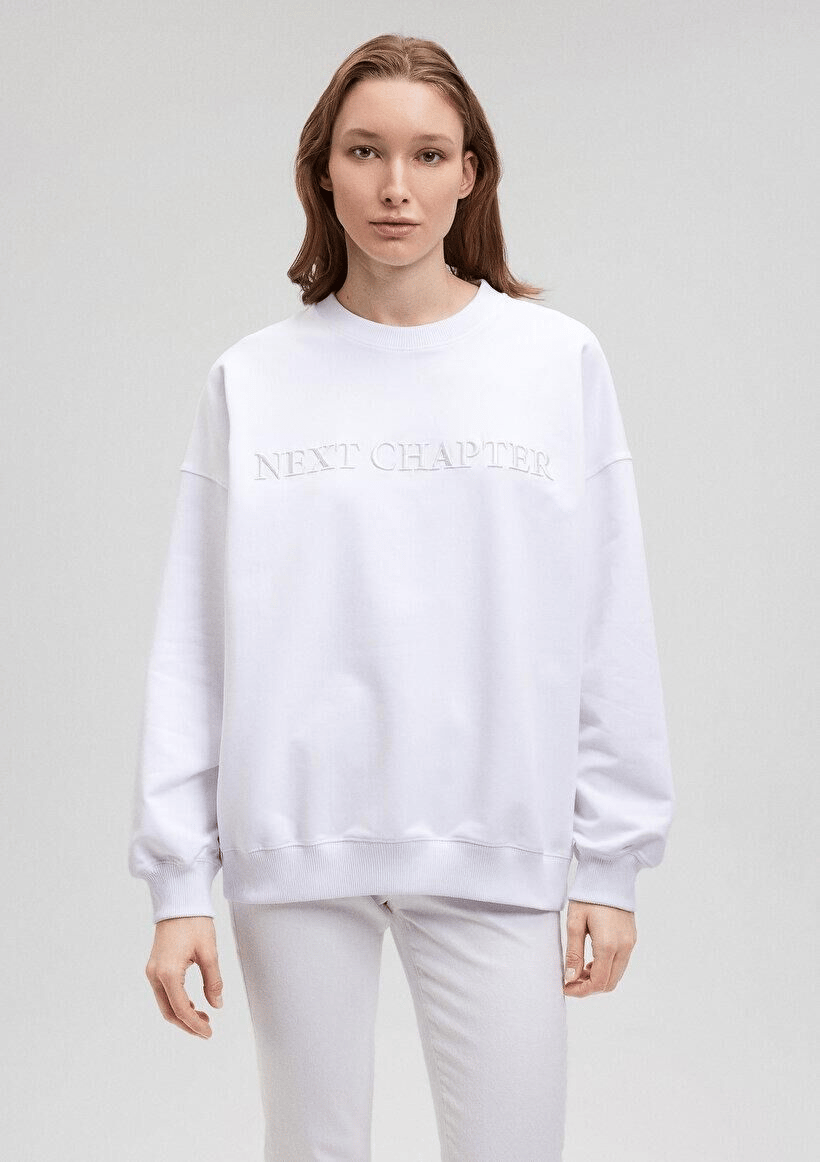MAVİ KADIN BİSİKLET YAKA SWEATSHIRT Beyaz 1S10121-620