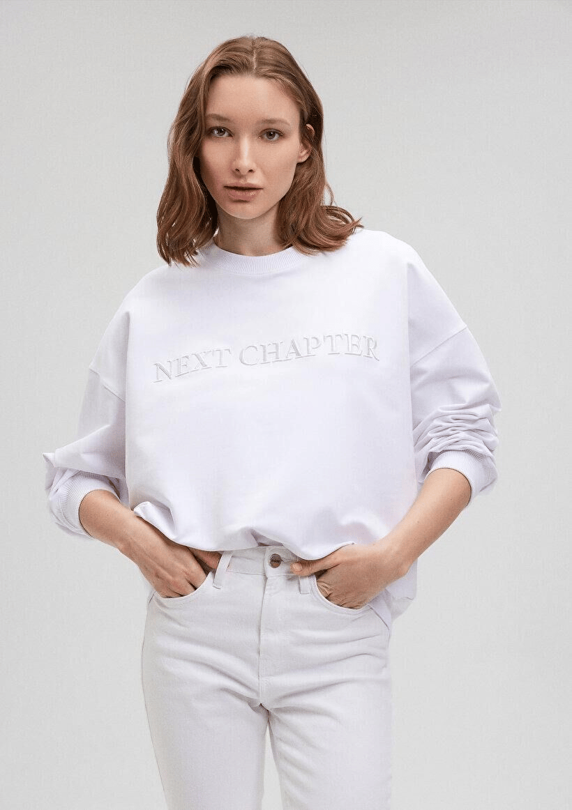 MAVİ KADIN BİSİKLET YAKA SWEATSHIRT Beyaz 1S10121-620