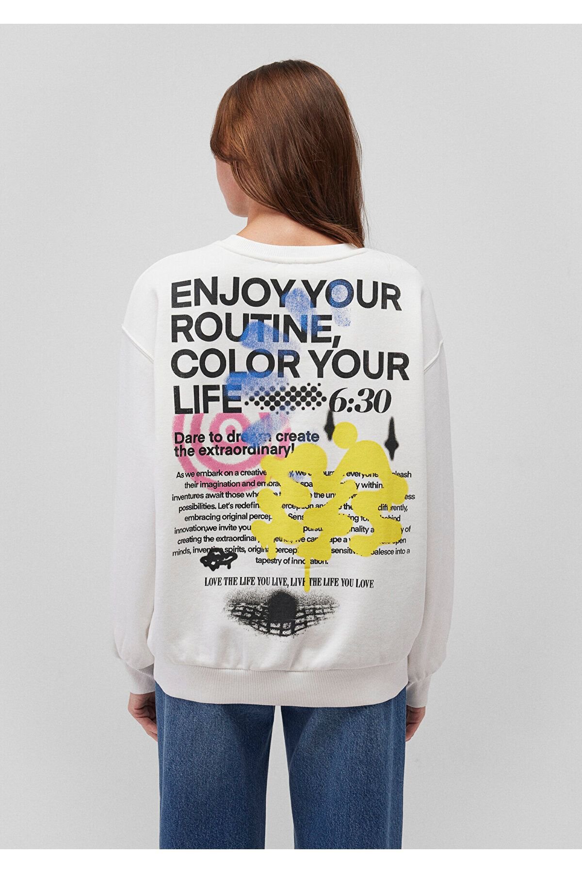 MAVİ KADIN BİSİKLET YAKA SWEATSHIRT Kırık Beyaz 1S10286-70057
