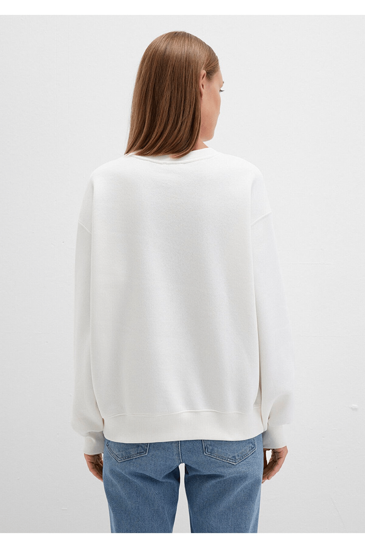 MAVİ KADIN BİSİKLET YAKA SWEATSHIRT Kırık Beyaz 1610198-70057