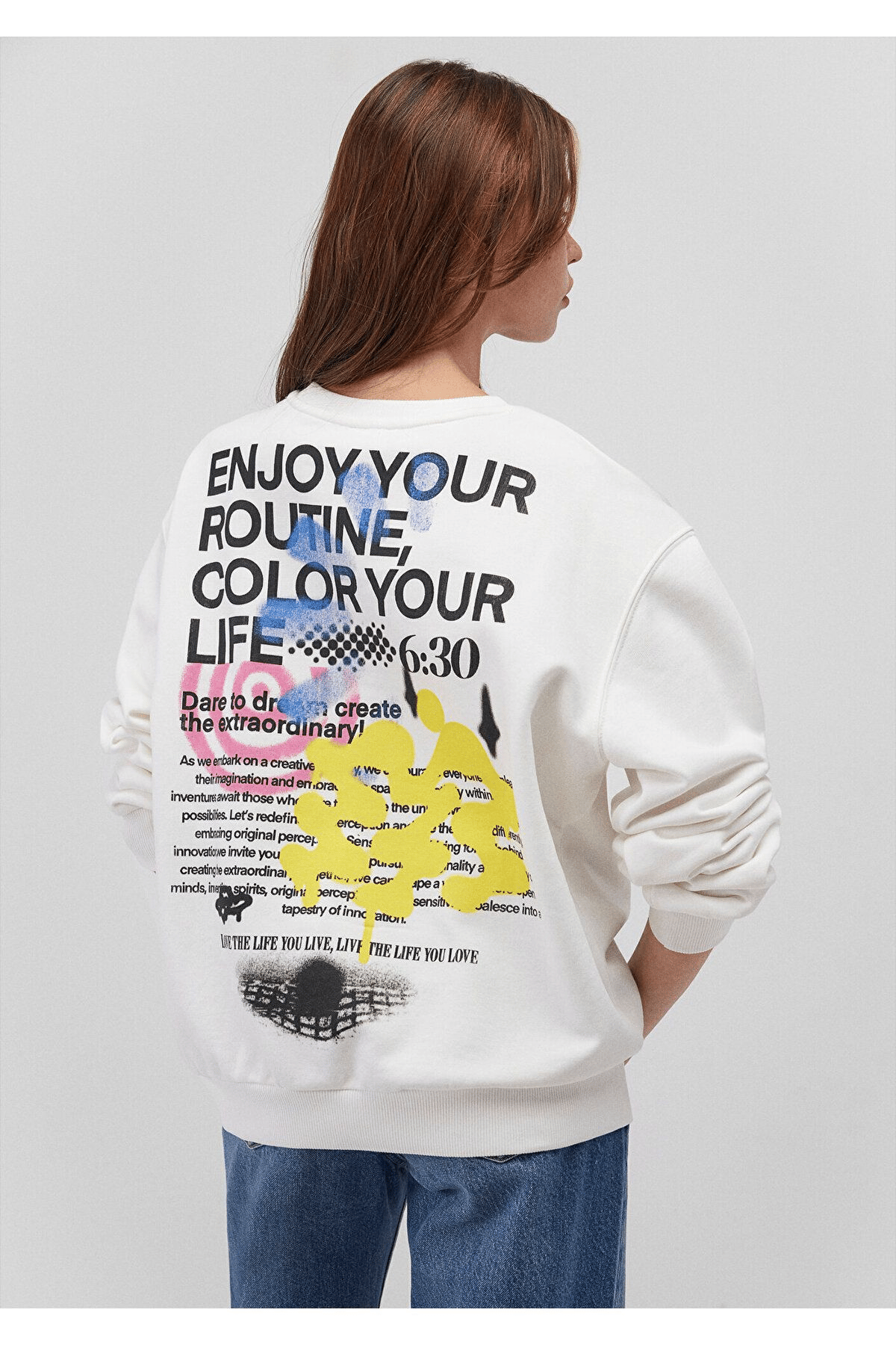 MAVİ KADIN BİSİKLET YAKA SWEATSHIRT Kırık Beyaz 1S10286-70057
