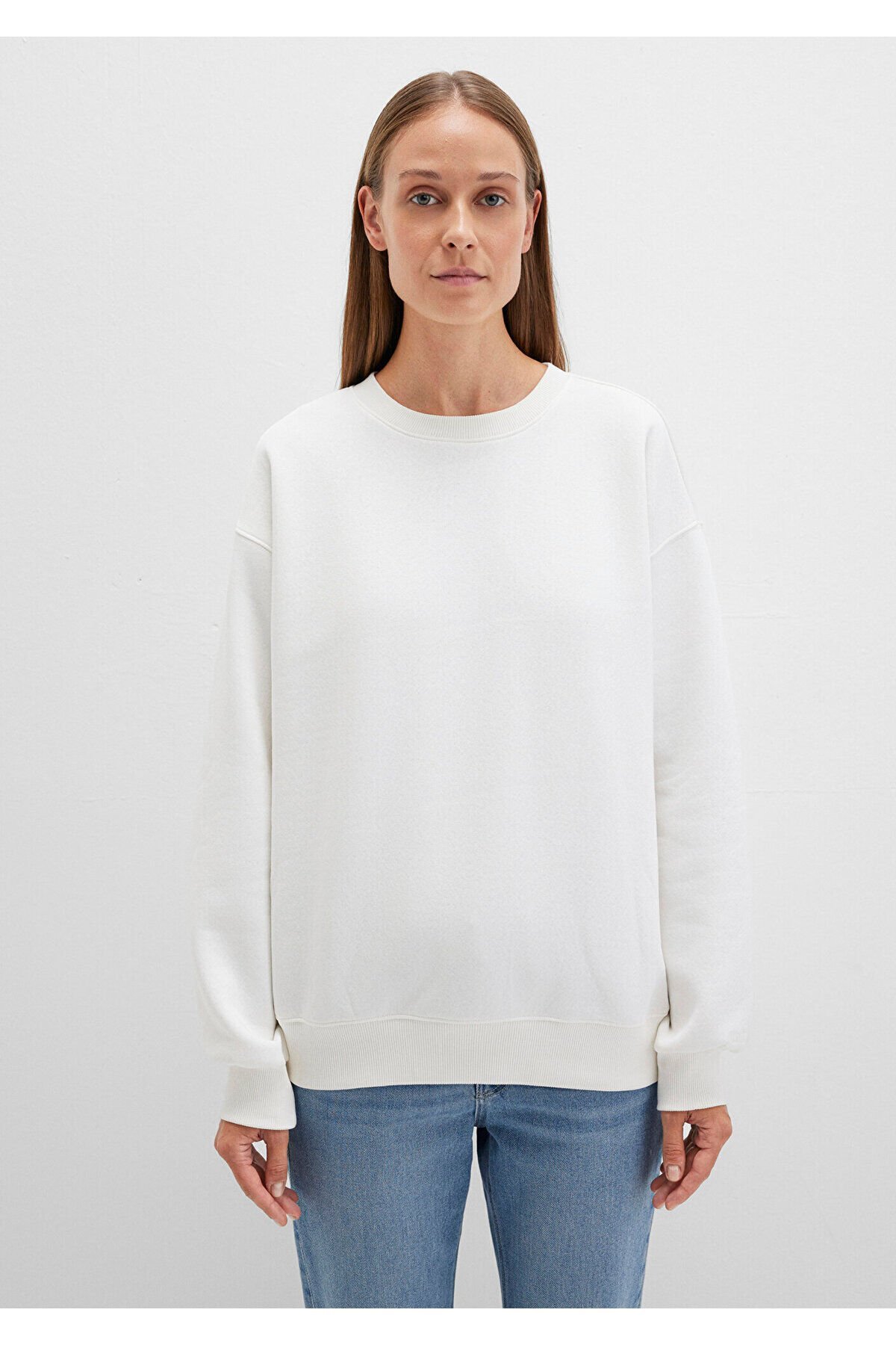 MAVİ KADIN BİSİKLET YAKA SWEATSHIRT Kırık Beyaz 1610198-70057