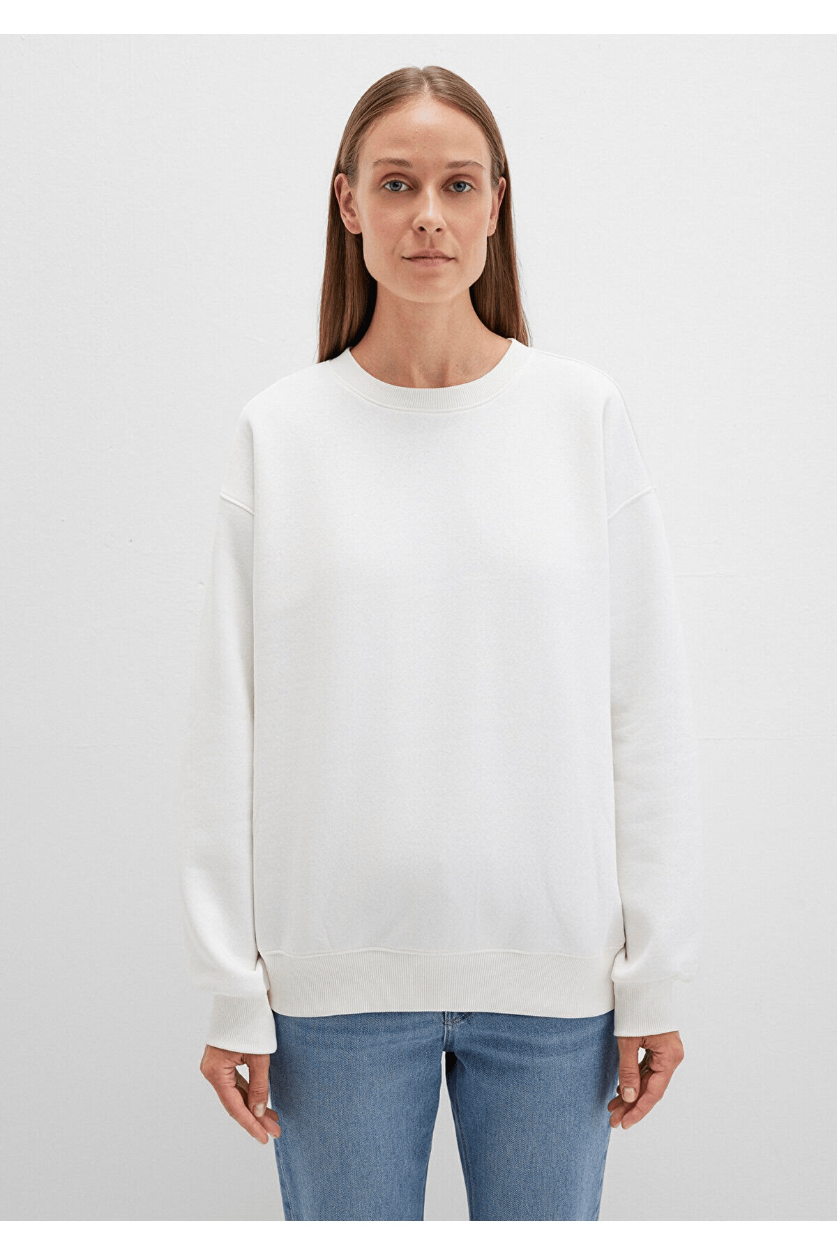 MAVİ KADIN BİSİKLET YAKA SWEATSHIRT Kırık Beyaz 1610198-70057