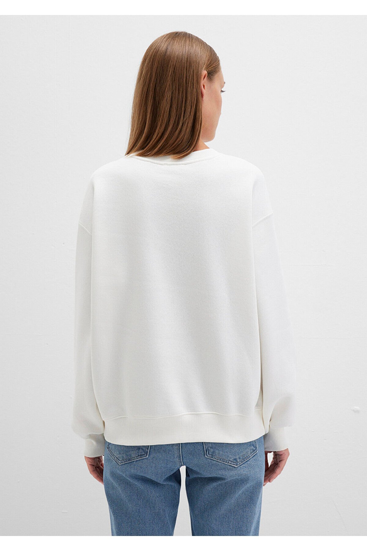 MAVİ KADIN BİSİKLET YAKA SWEATSHIRT Kırık Beyaz 1610198-70057