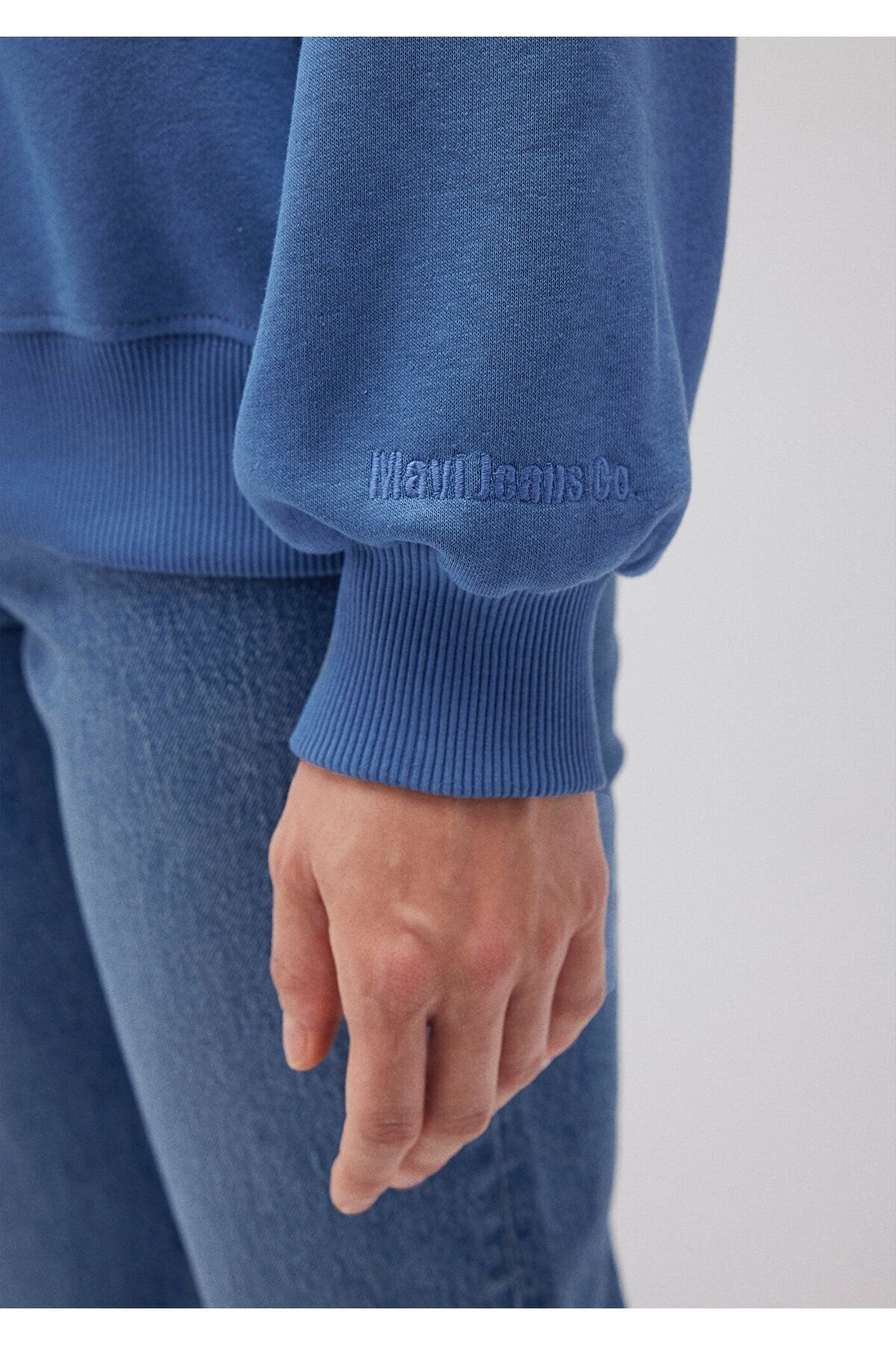 MAVİ KADIN BİSİKLET YAKA SWEATSHIRT Parlak Mavi 1610198-70885