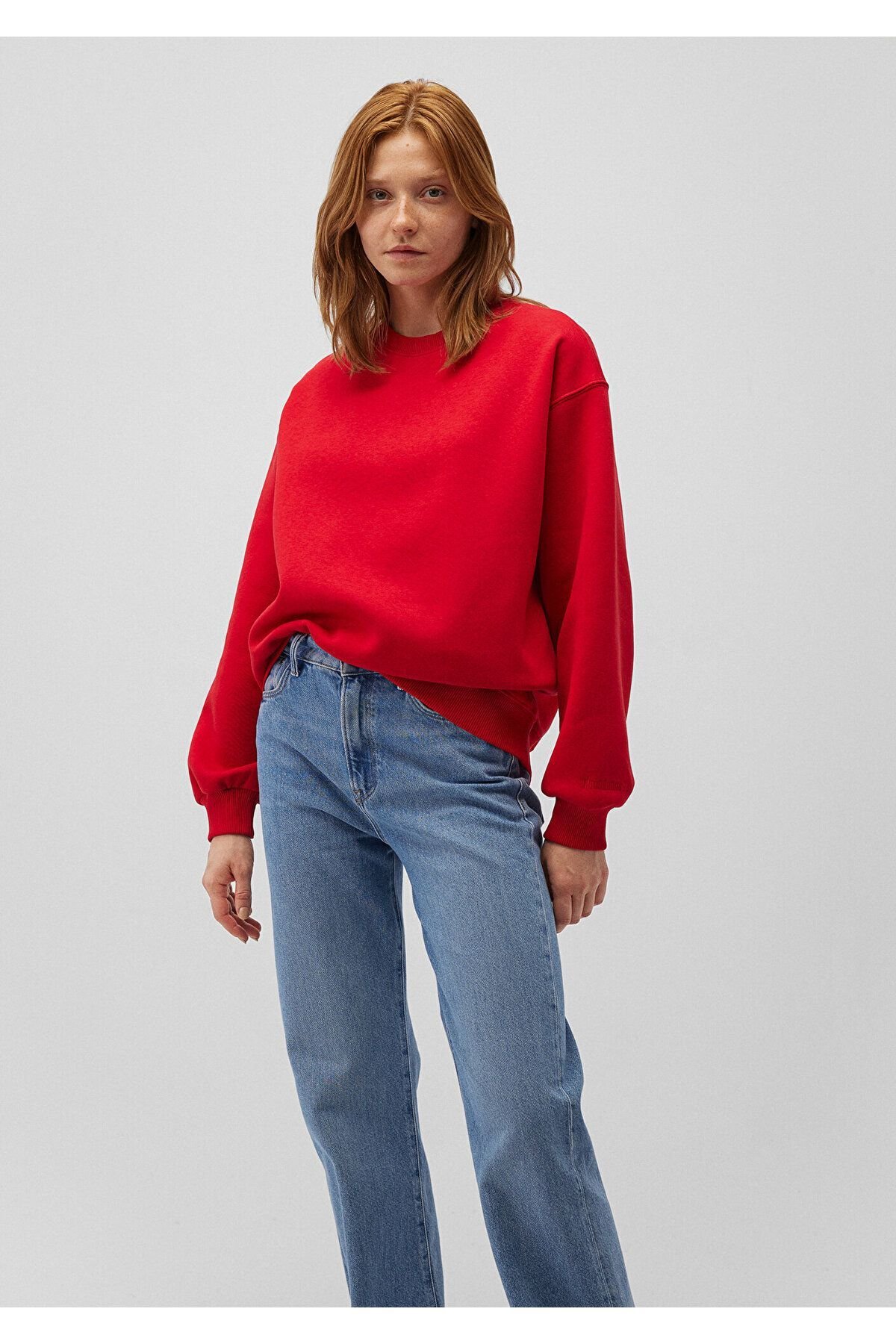 MAVİ KADIN BİSİKLET YAKA SWEATSHIRT Parlak Kırmızı 1610198-80791