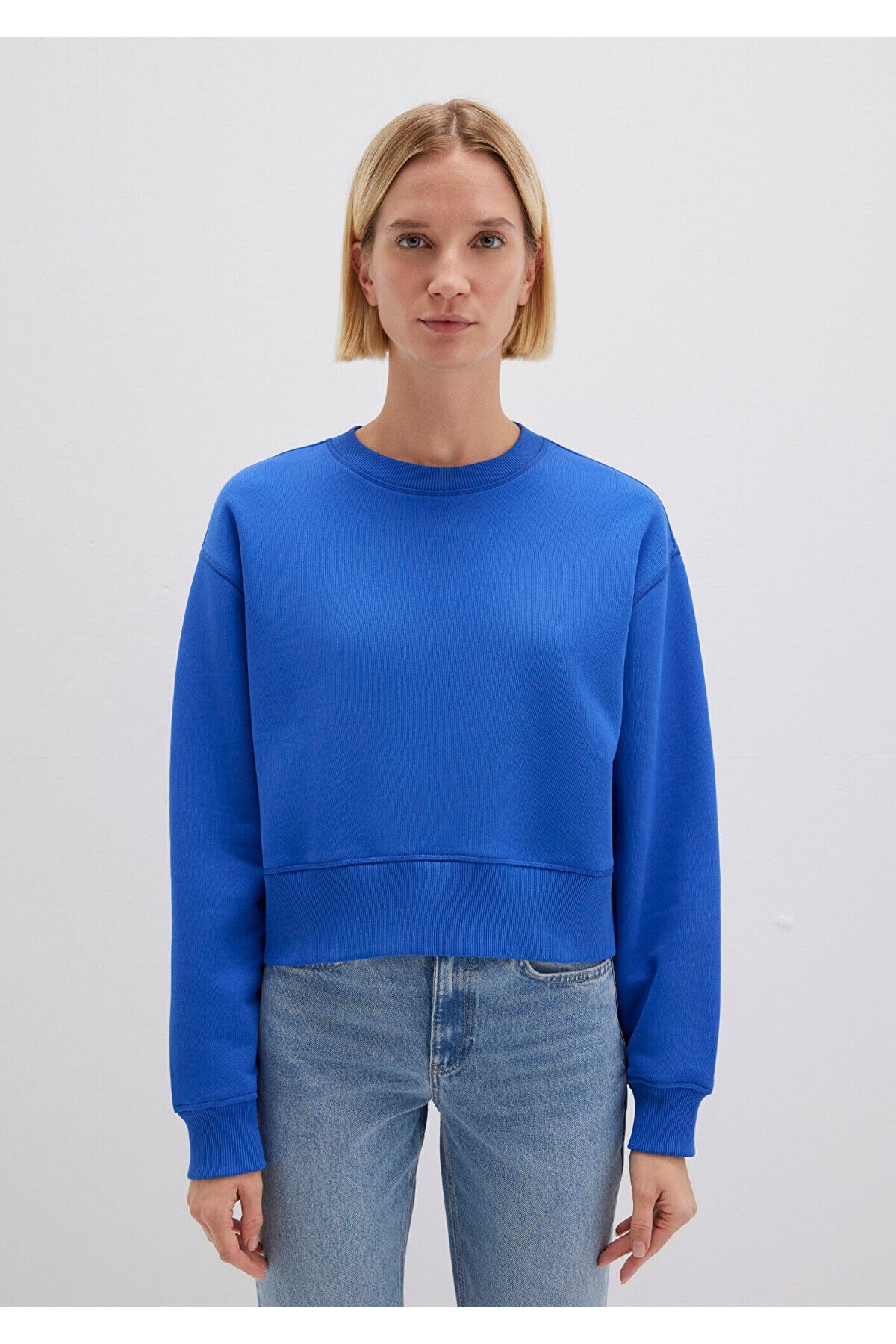 MAVİ KADIN BİSİKLET YAKA SWEATSHIRT Parlak Mavi 1S10389-70576