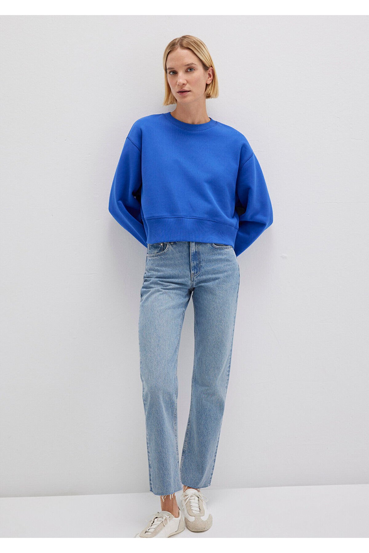 MAVİ KADIN BİSİKLET YAKA SWEATSHIRT Parlak Mavi 1S10389-70576