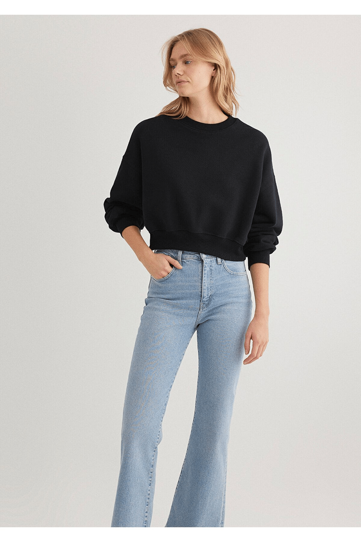 MAVİ KADIN BISIKLET YAKA SWEATSHIRT Siyah 1S10307-900
