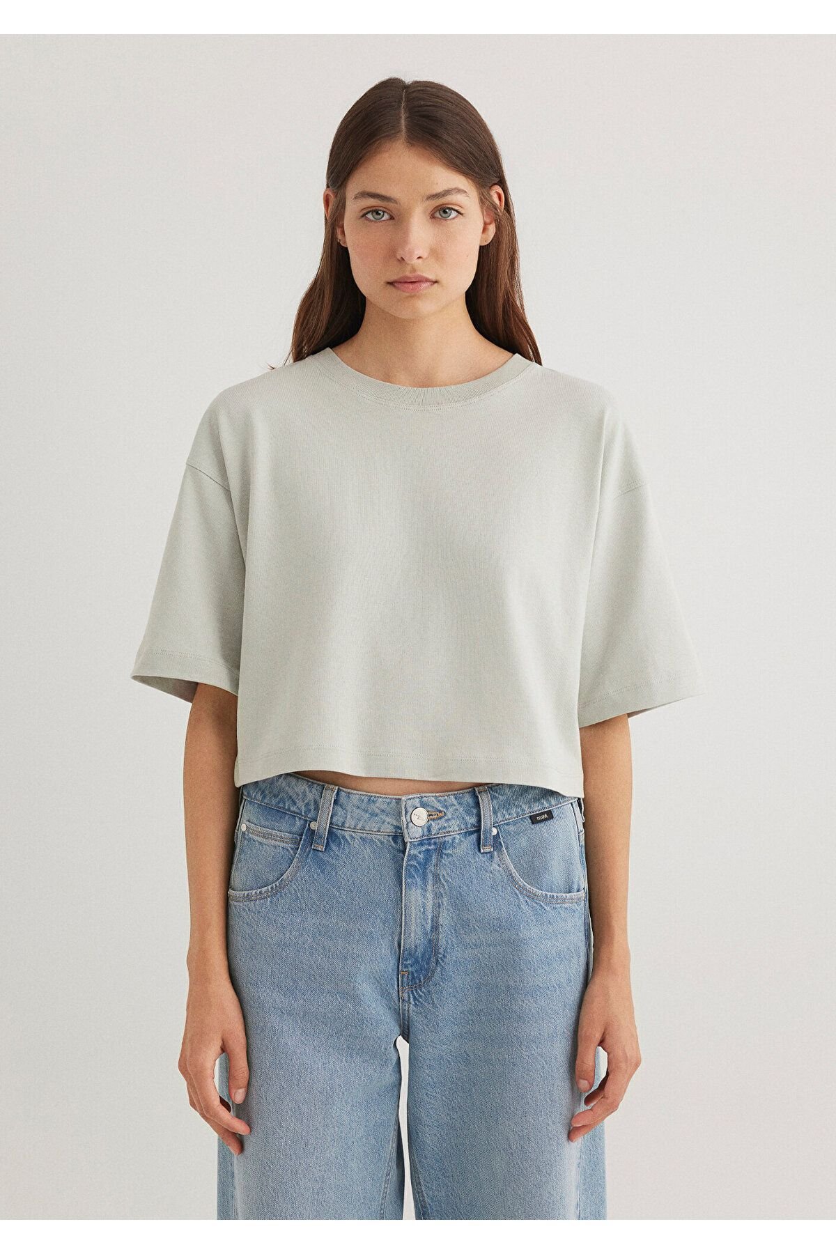 MAVİ KADIN CROP BASİC Gri 1612377-70082