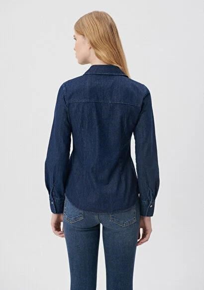 MAVİ KADIN DENİM GÖRÜNÜMLÜ GÖMLEK DARK INDIGO 1210625-85481