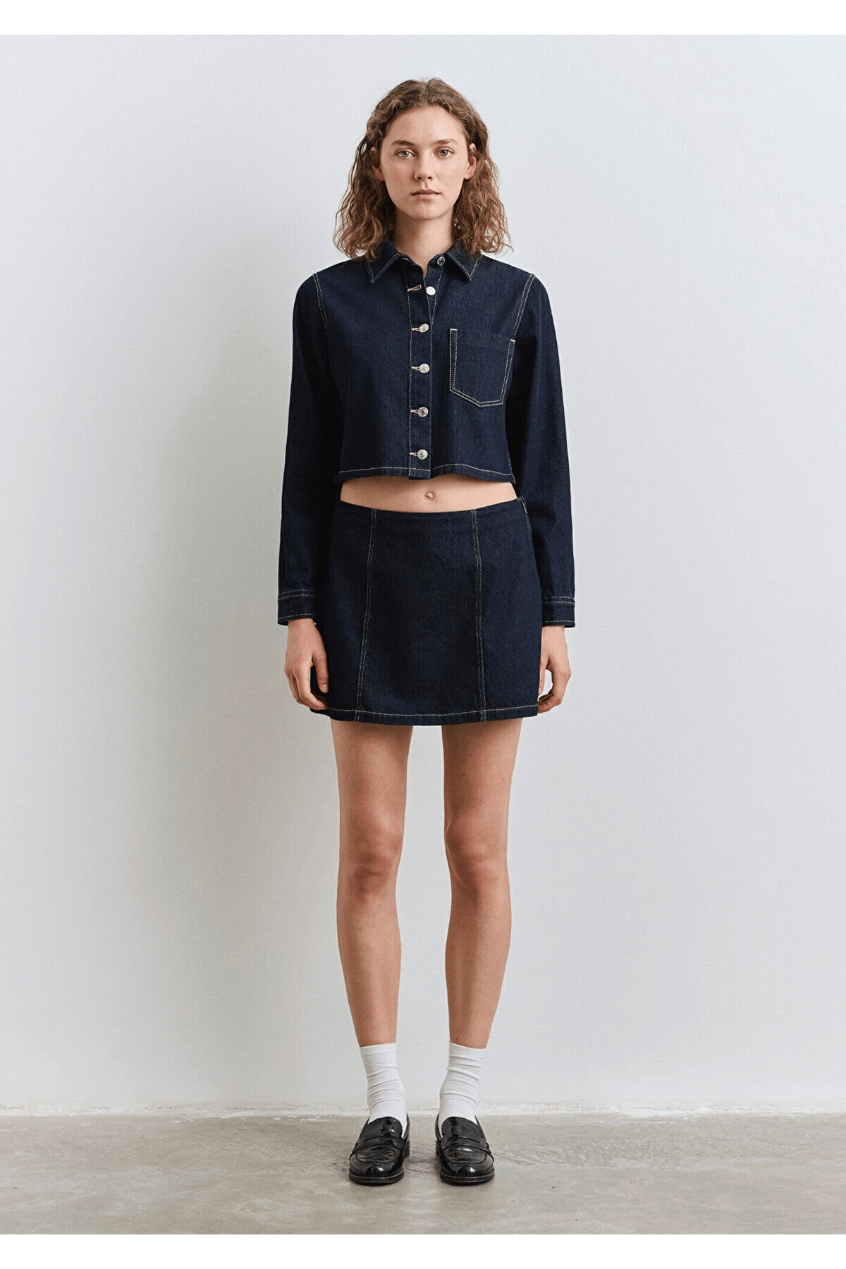 MAVİ KADIN DOKUMA MİNİ ETEK DARK INDIGO 1310721-85481