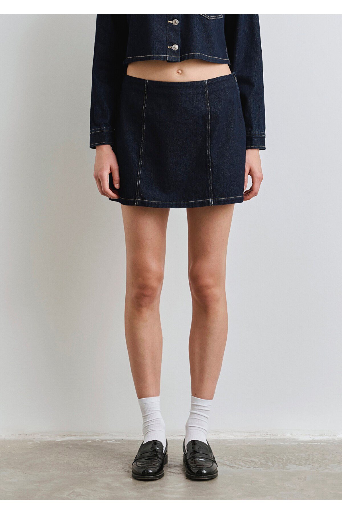 MAVİ KADIN DOKUMA MİNİ ETEK DARK INDIGO 1310721-85481