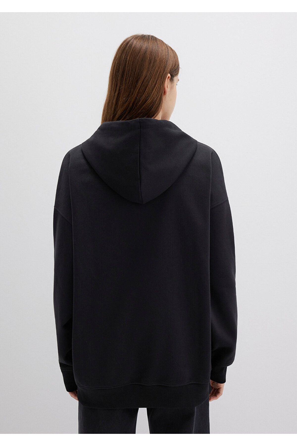 MAVİ KADIN FERMUARLI KAPÜŞONLU SWEATSHIRT Siyah 1610221-900
