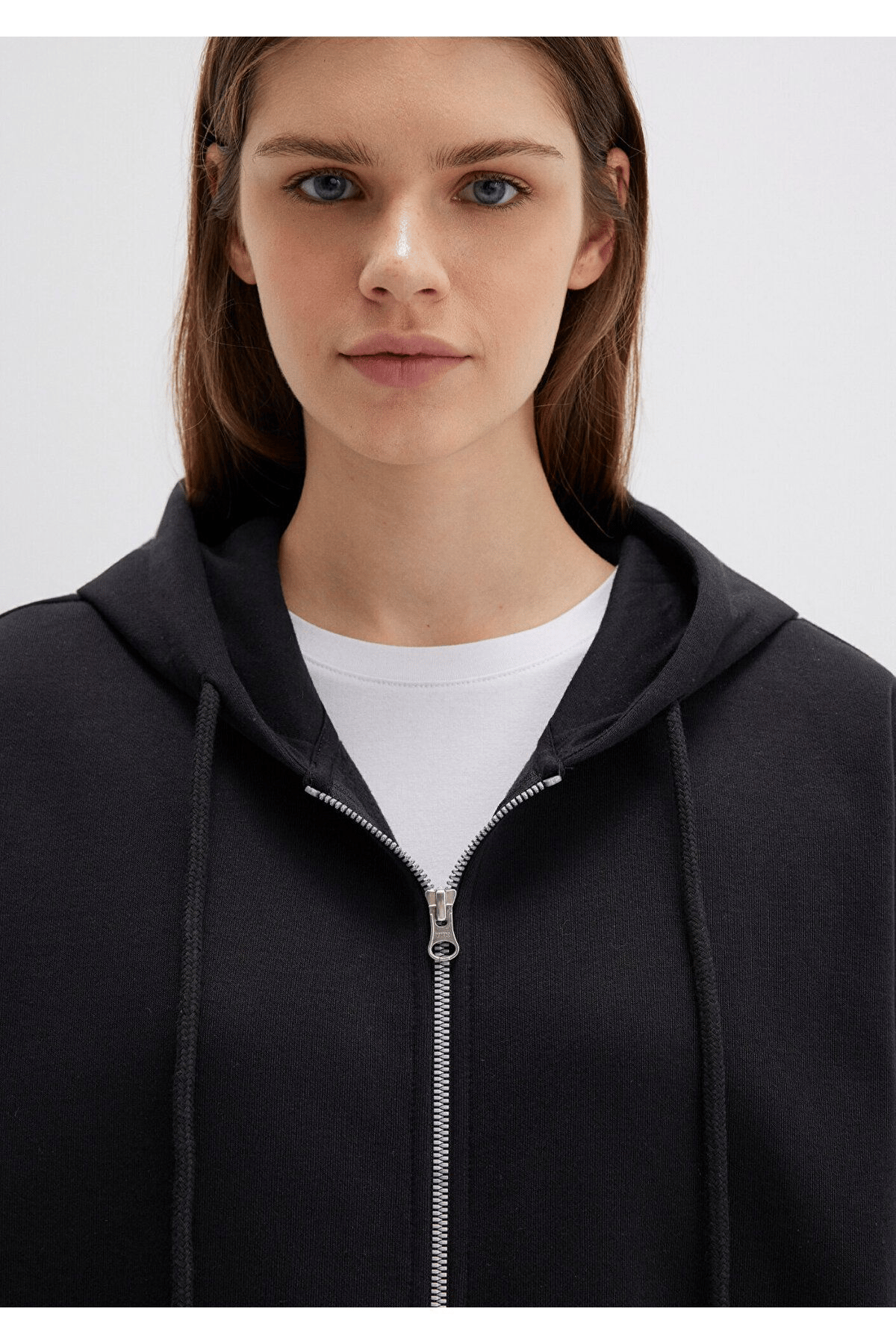 MAVİ KADIN FERMUARLI KAPÜŞONLU SWEATSHIRT Siyah 1610221-900