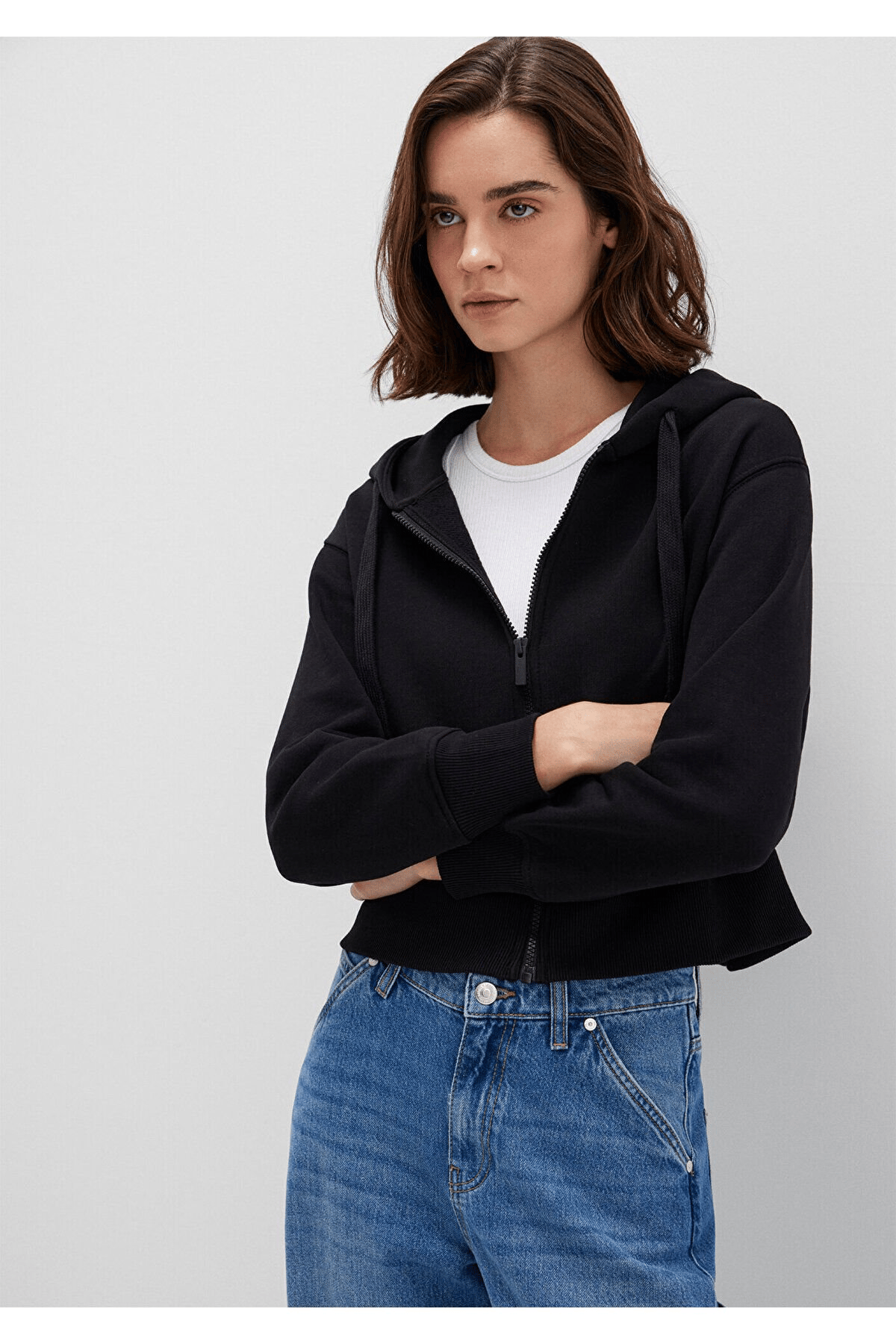MAVİ KADIN FERMUARLI SWEATSHIRT Siyah 1S10388-900