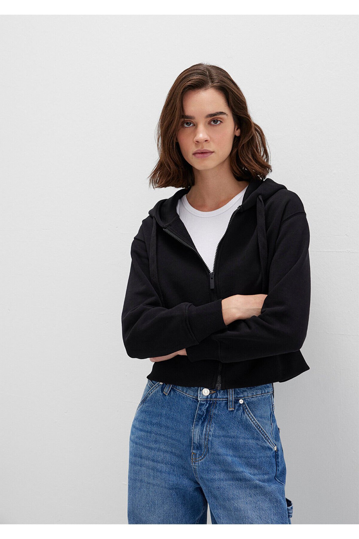 MAVİ KADIN FERMUARLI SWEATSHIRT Siyah 1S10388-900