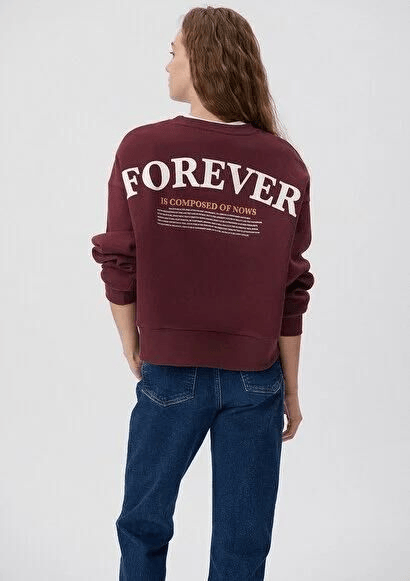 MAVİ KADIN FOREVER BASKILI SWEATSHIRT Koyu bordo 1S10016-70422