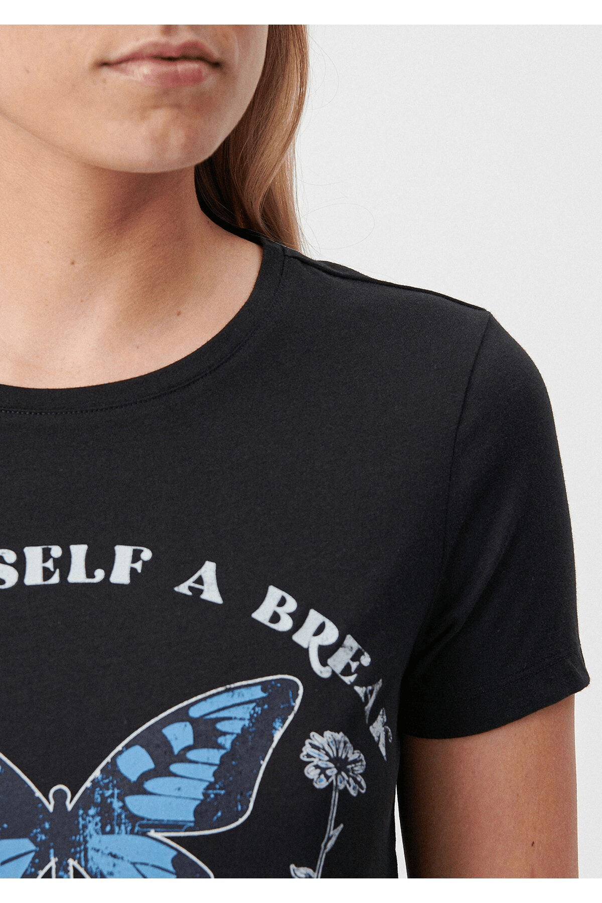 MAVİ KADIN GIVE YOURSELF A BREAK BASKILI GRAFİK TİŞ 1611695-900