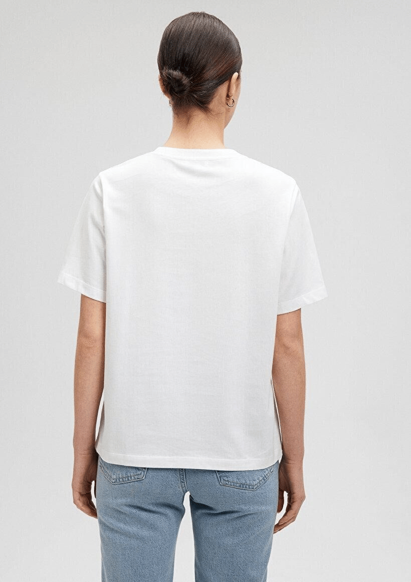 MAVİ KADIN GRAFİK BASKILI TİŞÖRT Kırık Beyaz 1612529-70057