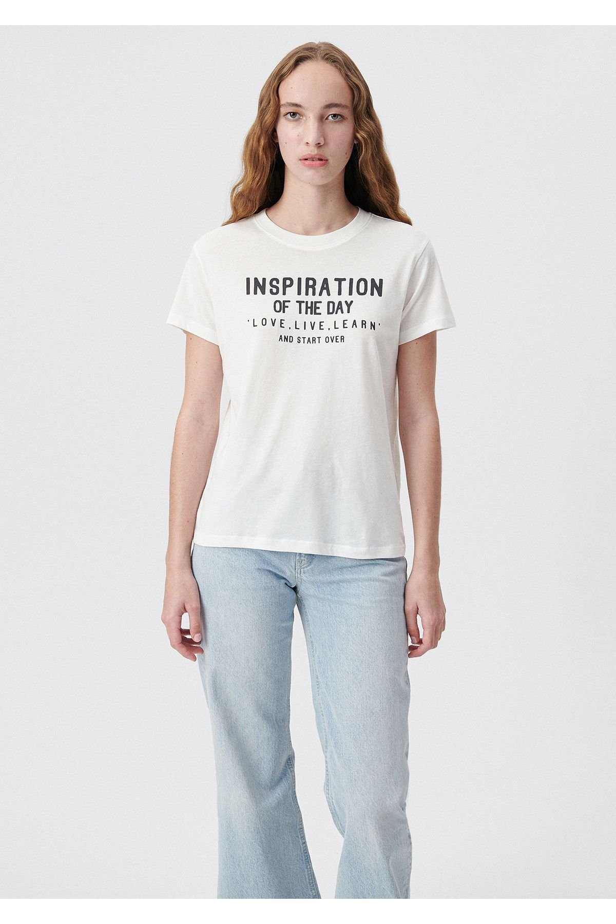 MAVİ KADIN INSPIRATION BASKILI GRAFİK TİŞÖRT Kırık 1611734-70057