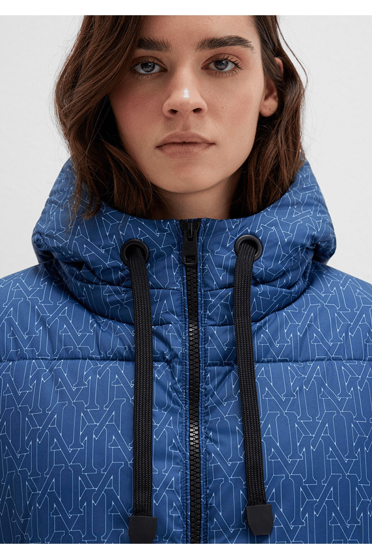 MAVİ KADIN KAPİŞONLU CEKET Vintage Indigo M Print 1110706-90368