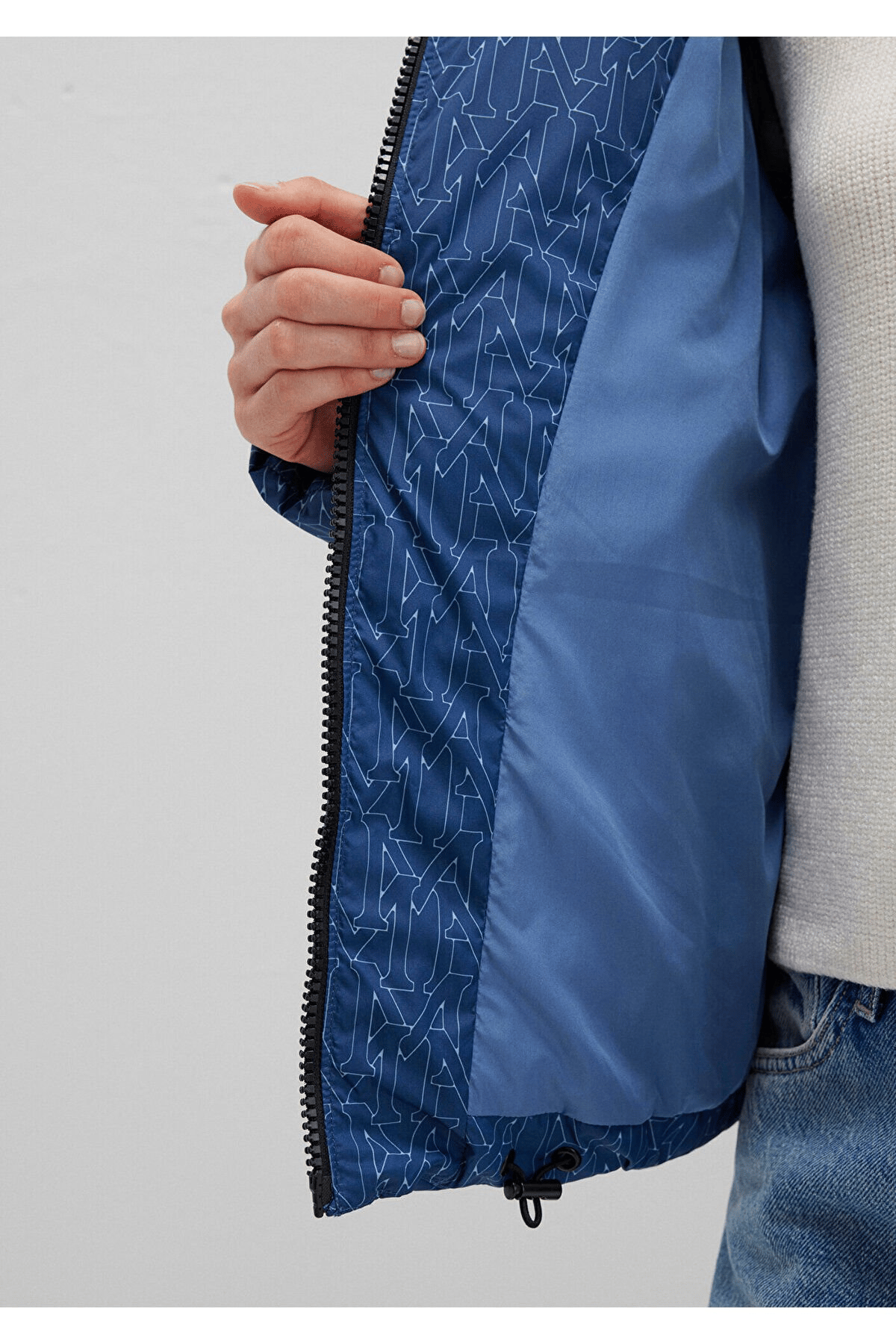 MAVİ KADIN KAPİŞONLU CEKET Vintage Indigo M Print 1110706-90368
