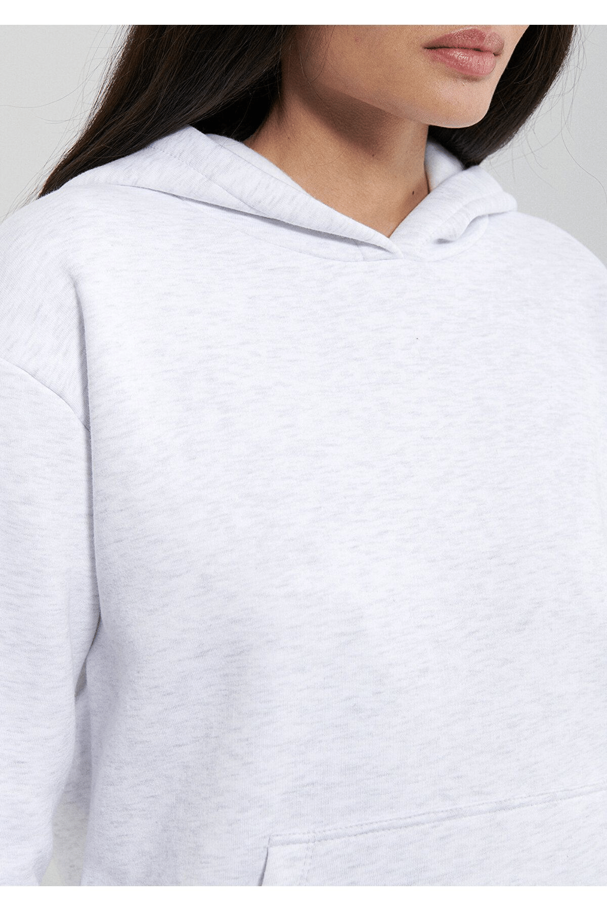 MAVİ KADIN KAPİŞONLU SWEATSHIRT Kar Gri MelanJ 167299-85438