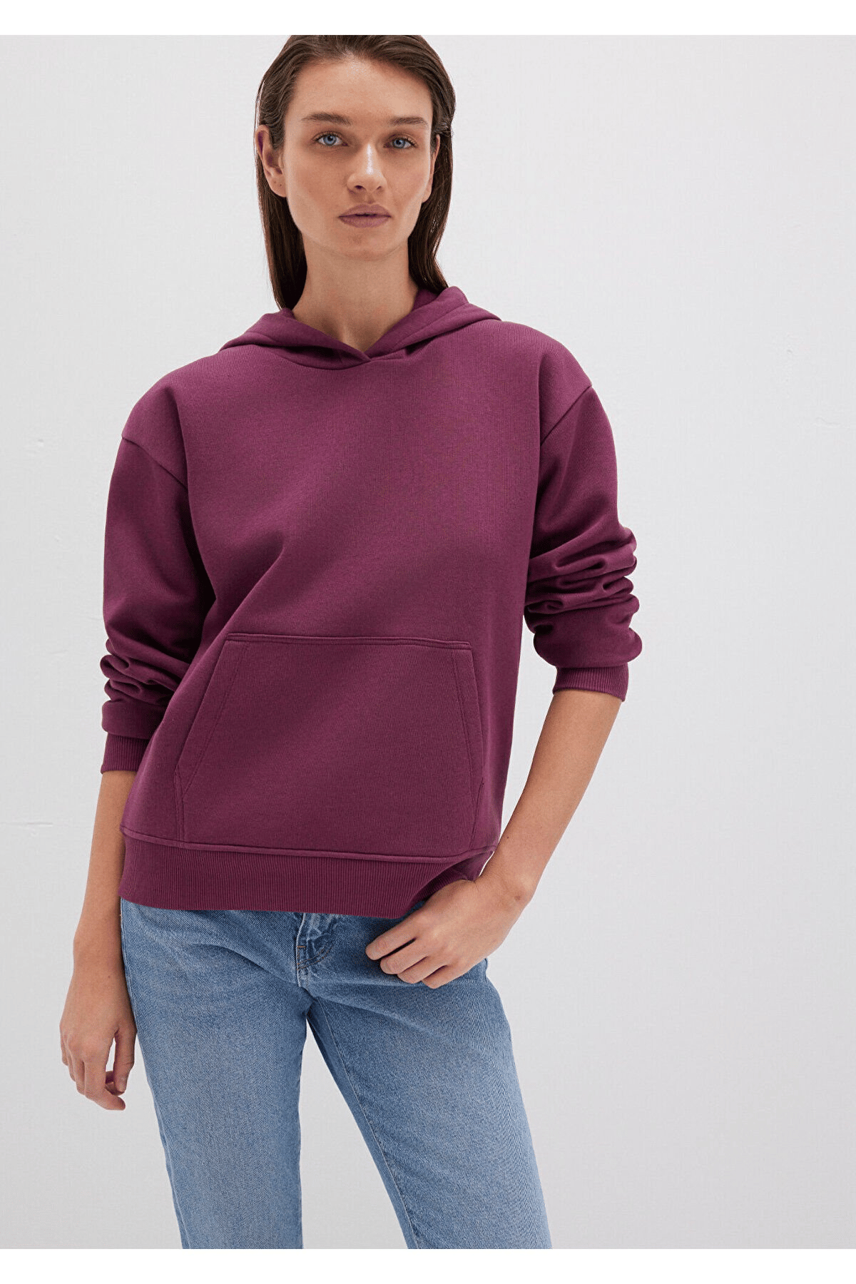 MAVİ KADIN KAPİŞONLU SWEATSHIRT Koyu Şarap 167299-70670