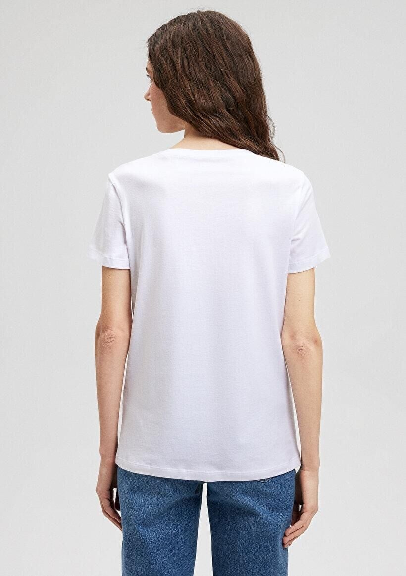 MAVİ KADIN KEDİ BASKILI TİŞÖRT Beyaz 1612390-620