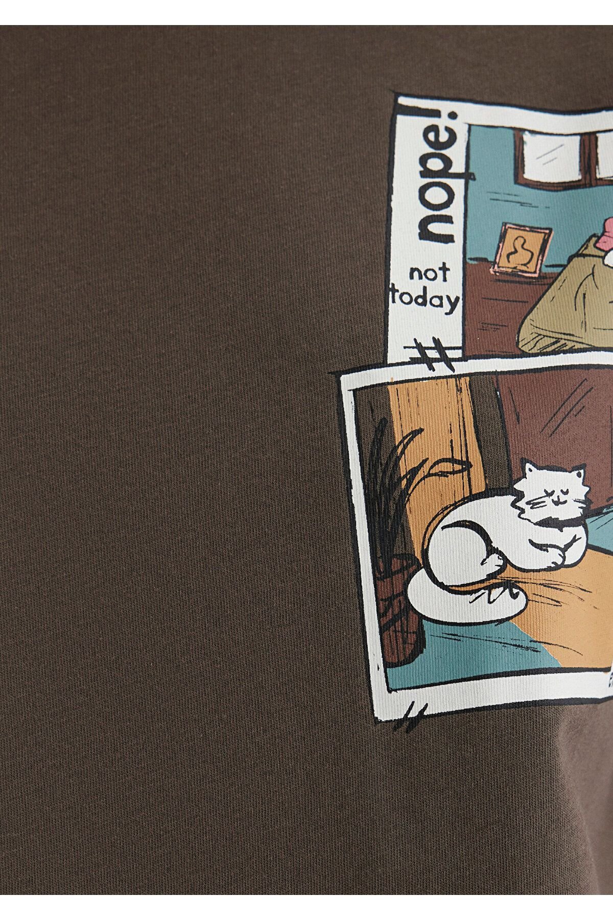 MAVİ KADIN KEDİ BASKILI TİŞÖRT Toprak Kahve 1613200-81959