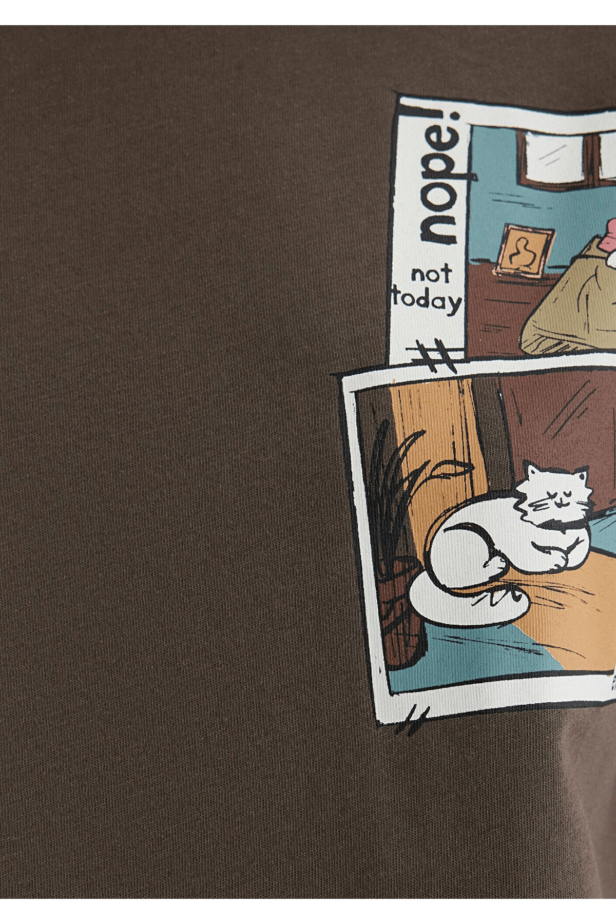 MAVİ KADIN KEDİ BASKILI TİŞÖRT Toprak Kahve 1613200-81959