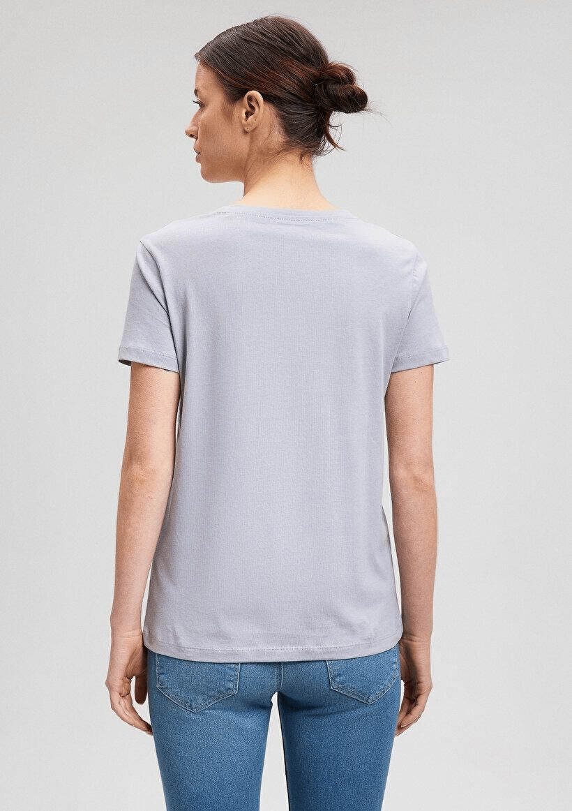 MAVİ KADIN KELEBEK BASKILI TİŞÖRT Lilac Gray 1612386-87113
