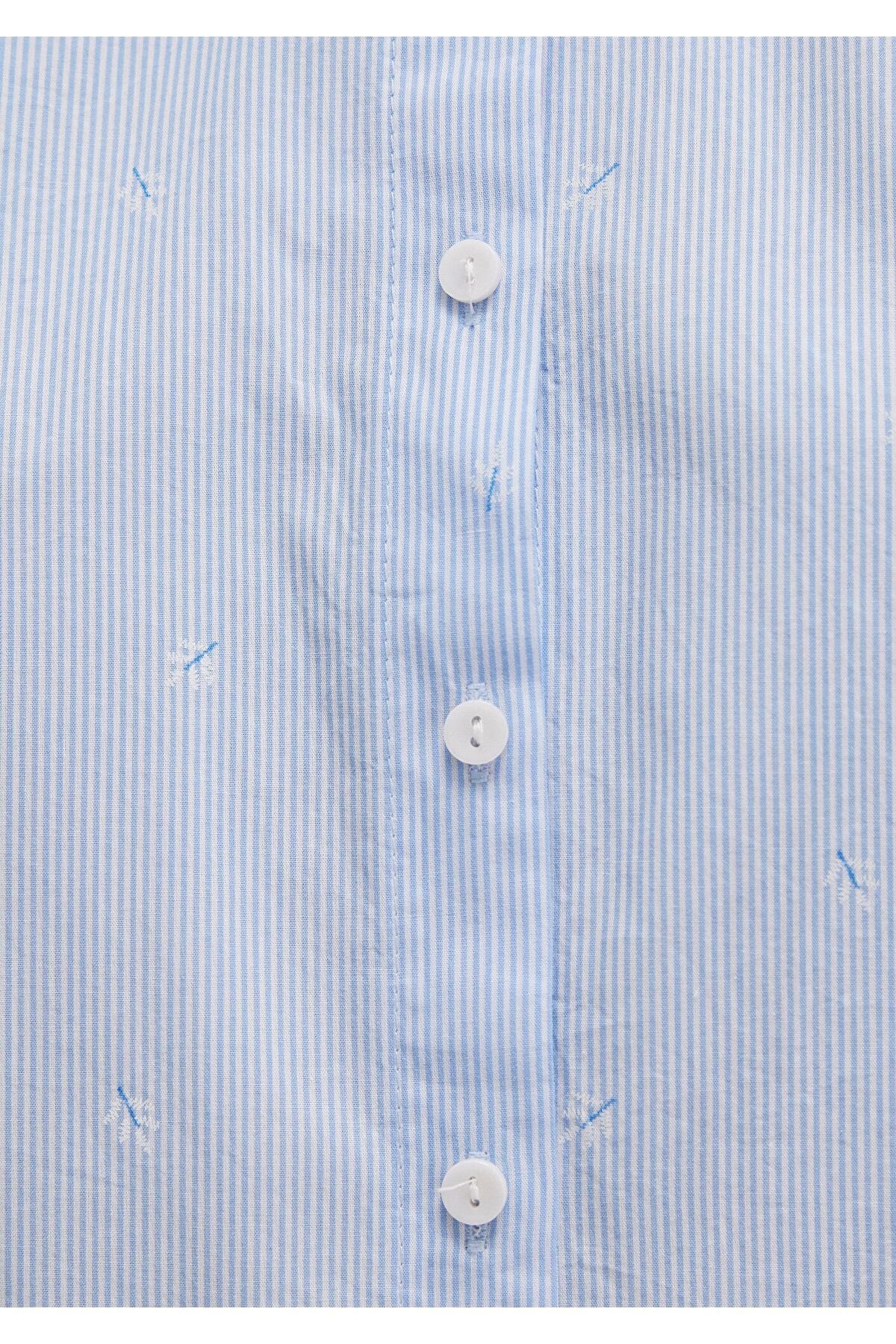 MAVİ KADIN KISA KOL GÖMLEK Stripe Print 1210060-90700