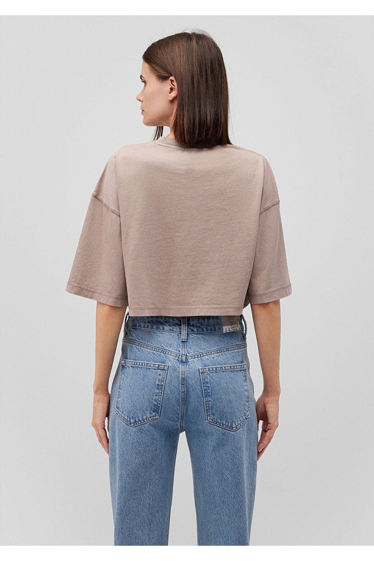 MAVİ KADIN KISA KOLLU CROP TİŞÖRT Ay Taşı Bej 1612662-70364