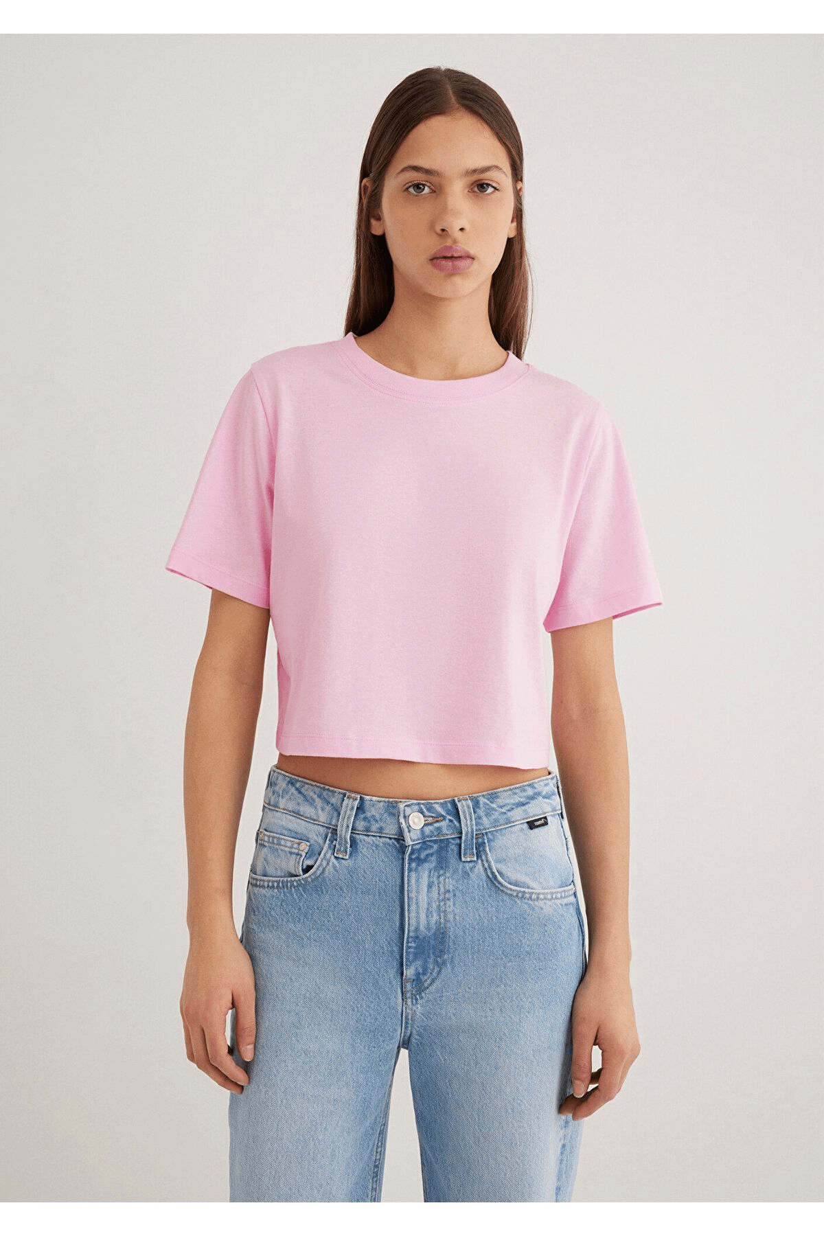MAVİ KADIN KISA KOLLU CROP TİŞÖRT Lilac Sachet 1613072-71117
