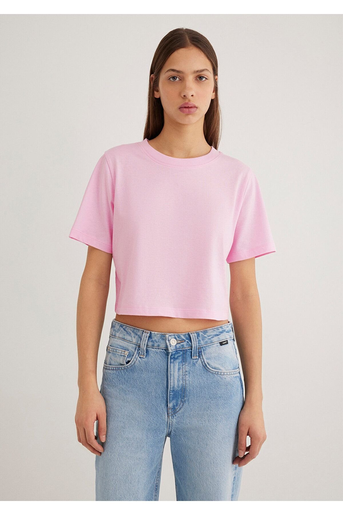 MAVİ KADIN KISA KOLLU CROP TİŞÖRT Lilac Sachet 1613072-71117
