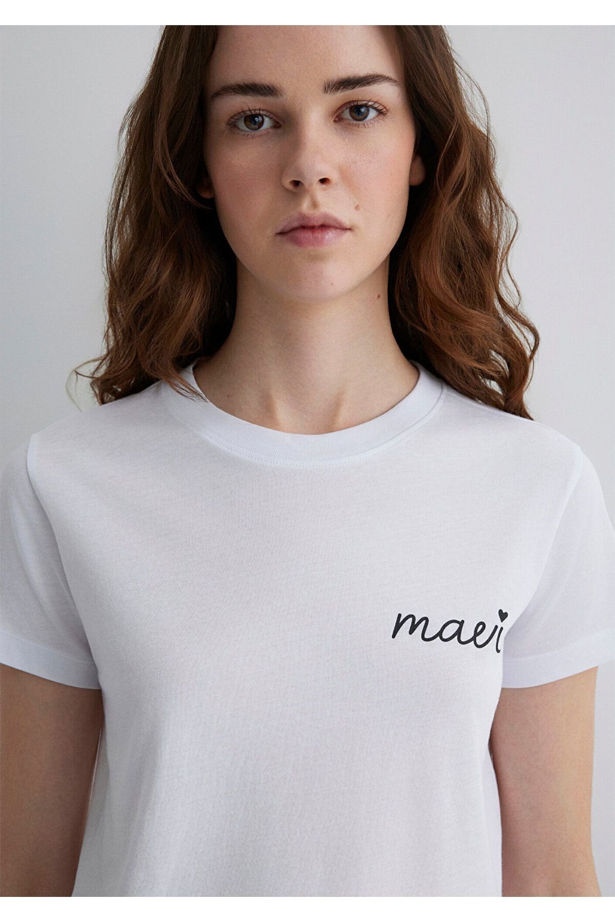 MAVİ KADIN KISA KOLLU LOGO TİŞÖRT Beyaz 1612962-620