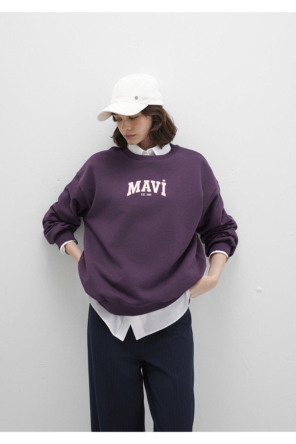 MAVİ KADIN LOGO BASKILI SWEATSHIRT Plum Perfect 1S10372-70635